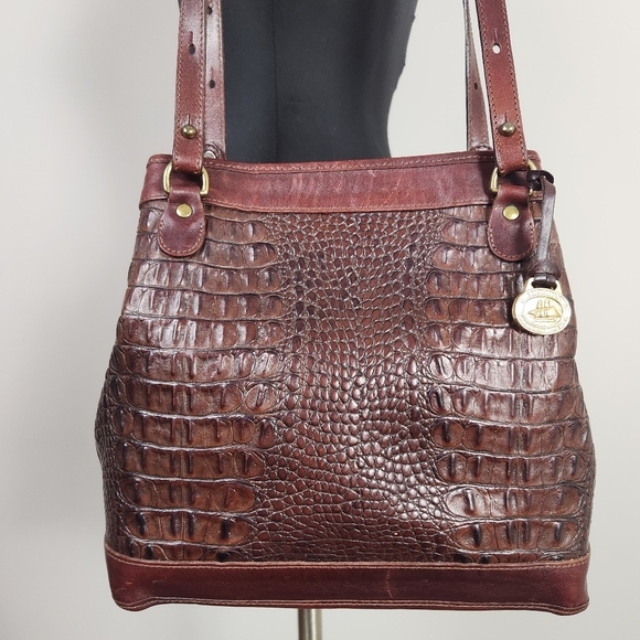 VTG BRAHMIN Brown Reptile Embossed Leather Purse - Picture 2 of 13
